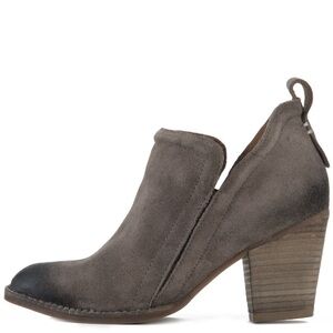 JEFFREY CAMPBELL Burnman 2 Distressed Heeled Booties-Taupe Oiled Suede, Size 7.5